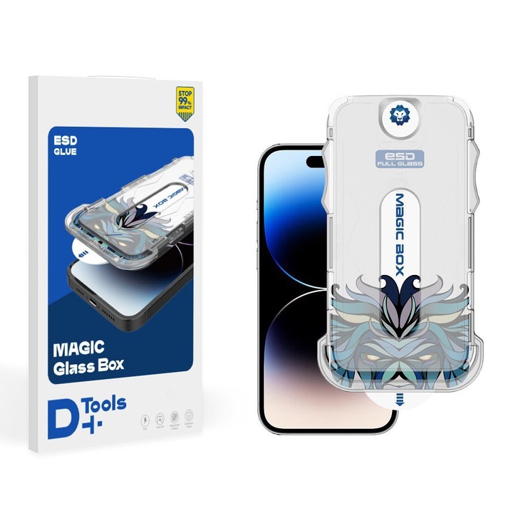 Folie de protectie Lito compatibila cu Apple iPhone 16 Pro, cu kit de instalare inclus, Magic Glass Box D+ Tools, sticla securizata, Mat
