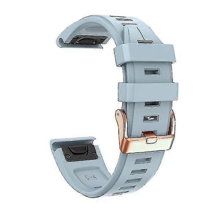 Bratara de inlocuire pentru ceas Garmin Fenix 5S Plus 6S Pro, silicon, 20mm, albastru deschis