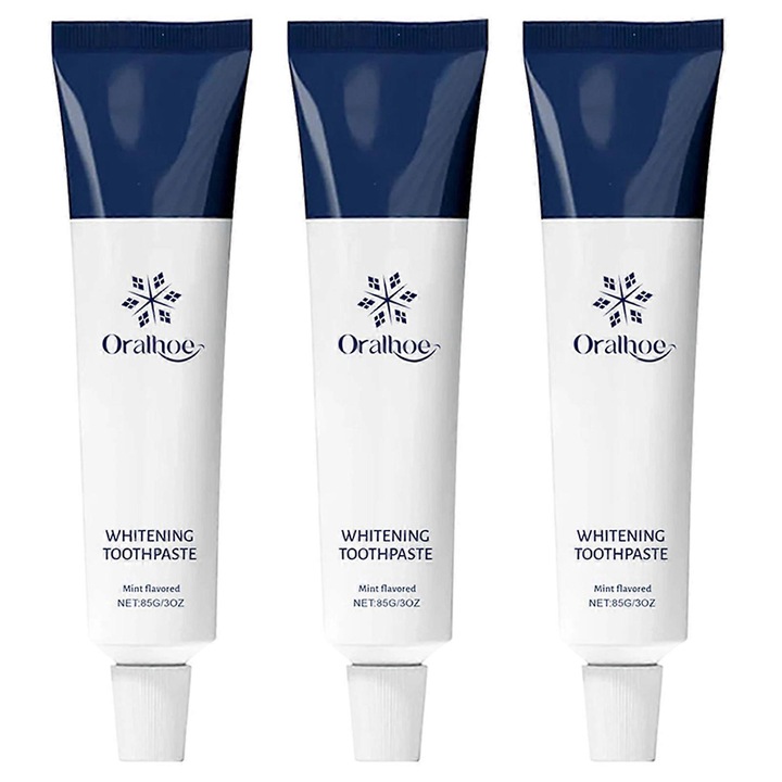 Fogkrém, Oralhoe, fluoridmentes, zománcvédelem, mentolos ízű, 3 darabos készlet, 15.8x5.5 cm