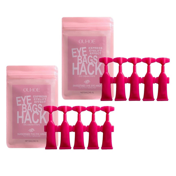 Серум за очи, Ouhoe, намалява тъмните кръгове и бръчките, лека текстура, бързо попиване, 2 комплекта