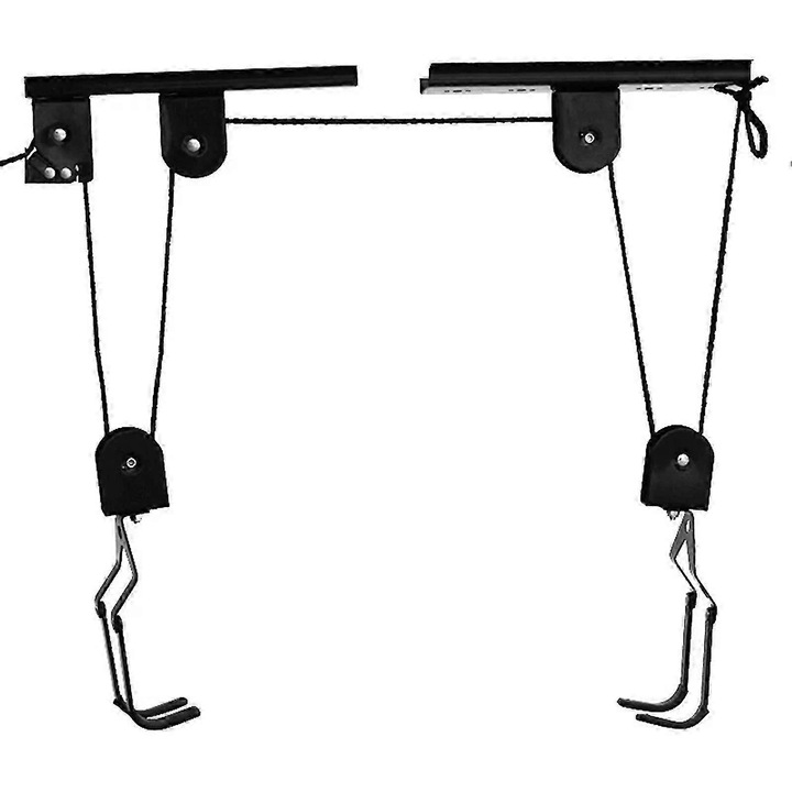 Kerékpár tároló emelő, kétcsigás rendszerrel, 60 kg teherbírás, fekete szín, 26x13x10.5cm méretek