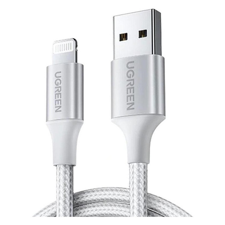 Cablu de date Lightning la USB A UGREEN, 2 m, negru, certificat MFi