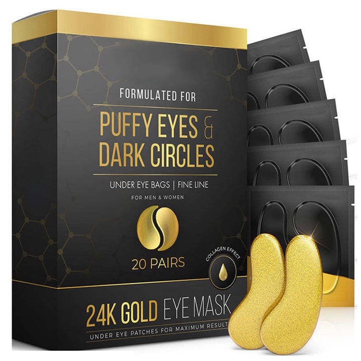 20 de perechi de masti de ochi pentru indepartarea cearcanelor, a liniilor fine si a pungilor de sub ochi, ingrijire unisex pentru ochi