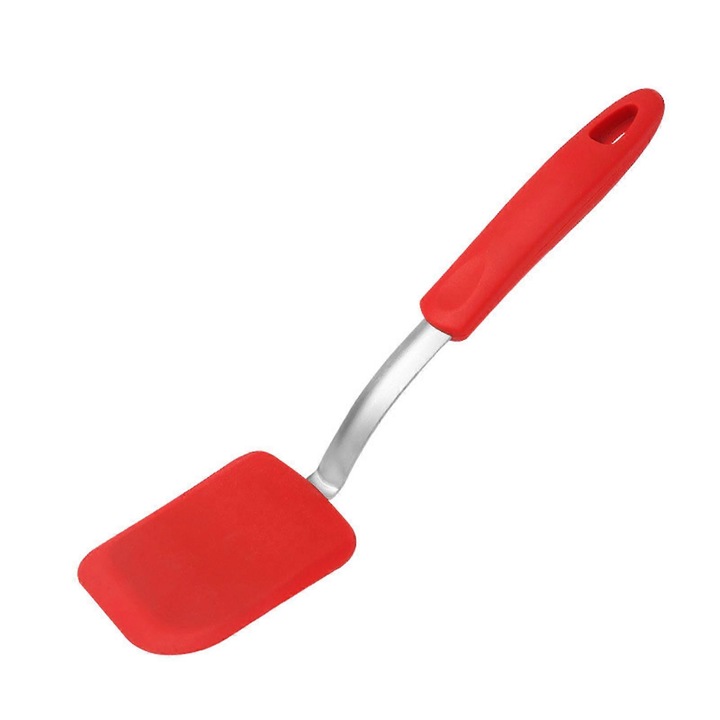 Spatula din silicon si otel inoxidabil, 24.6x6.5cm, rezistenta la caldura, non-adeziva