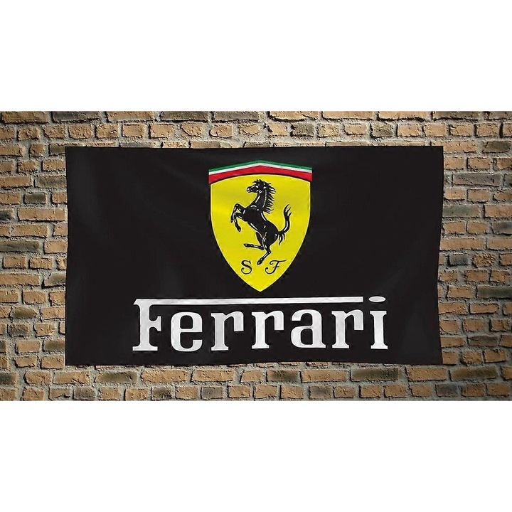 Ferrari zászló 3x5 láb, dekoratív garázsdísz, fekete
