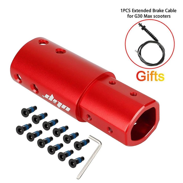 Tija de extensie din aluminiu pentru trotinete electrice Ninebot Max G30, rosie, 7.5cm inaltime