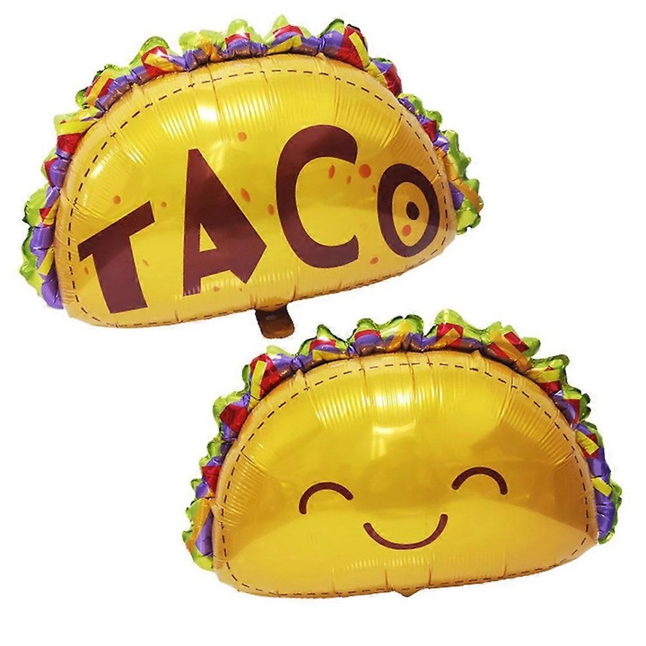 Комплект 12 златни фолиеви балони тако 19x18x1см декорация за парти