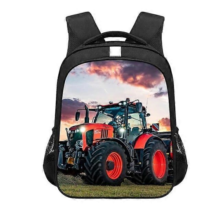 Rucsac cu imprimeu tractor pentru adolescenti, 16 inch