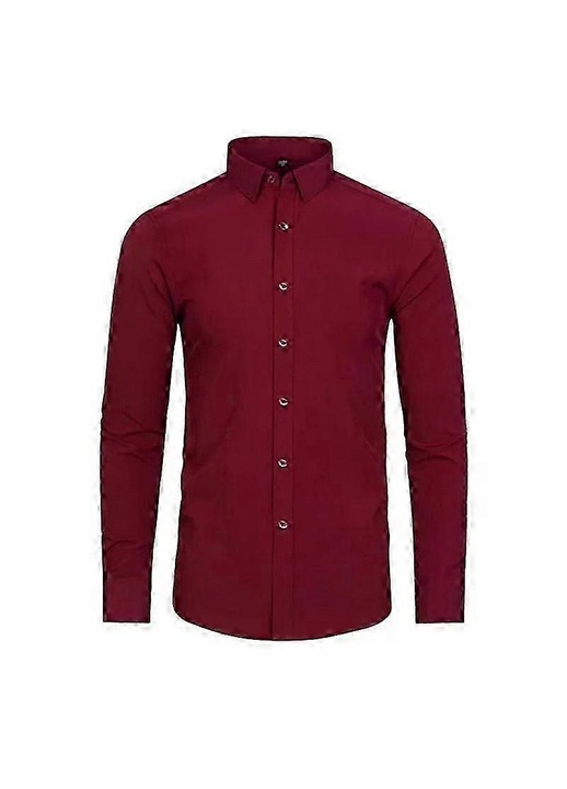 Férfi ing, poliészter/spandex, hosszú ujjú, bordó