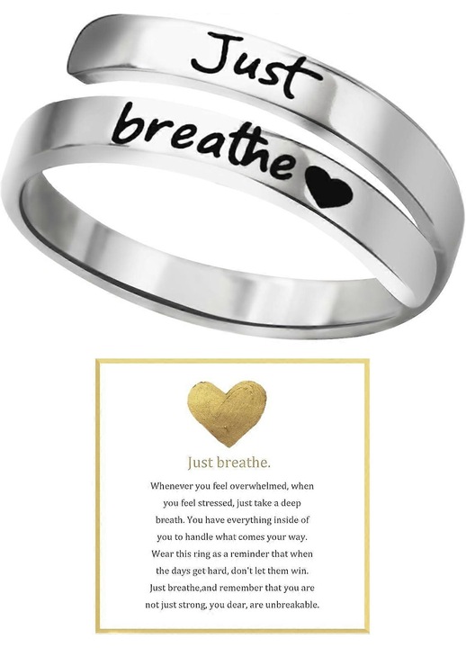 Inel Just Breathe pentru femei, din inox, ajustabil, design spirala, aurie, marime unica