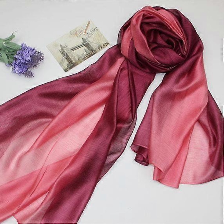 Selyemsál, 180x80cm, bordó, rózsaszín