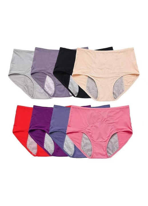 Дамско бельо, 8 броя, защита срещу протичане, многоцветно, Многоцветен