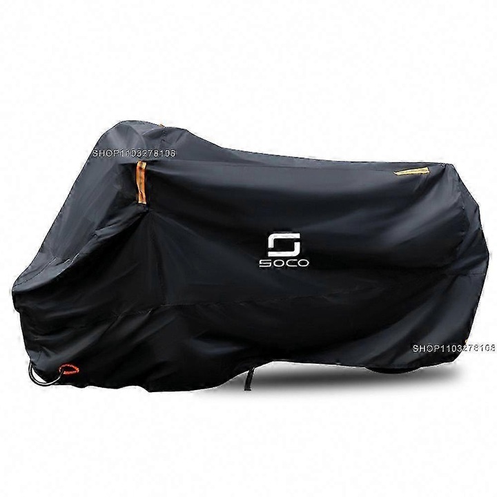 Husa motocicleta impermeabila, universala, 190cm, neagra, cu 4 benzi reflectorizante, pentru toate modelele