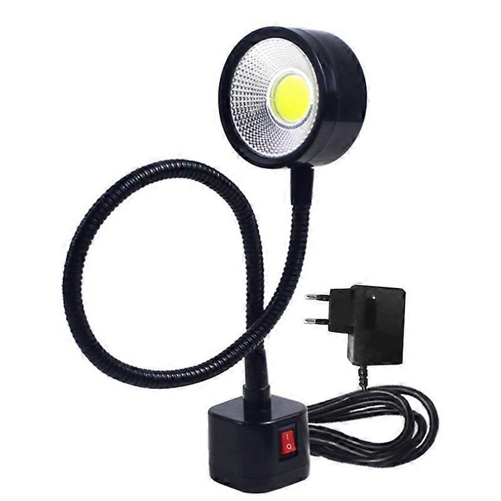 Lampa de lucru LED cu baza magnetica, 5W, flexibila, culoare neagra, pentru utilizare industriala