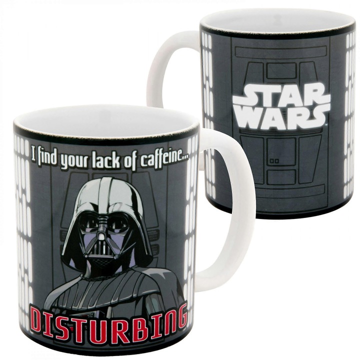 Cana ceramica Star Wars, Darth Vader, 11oz, neagra si alba