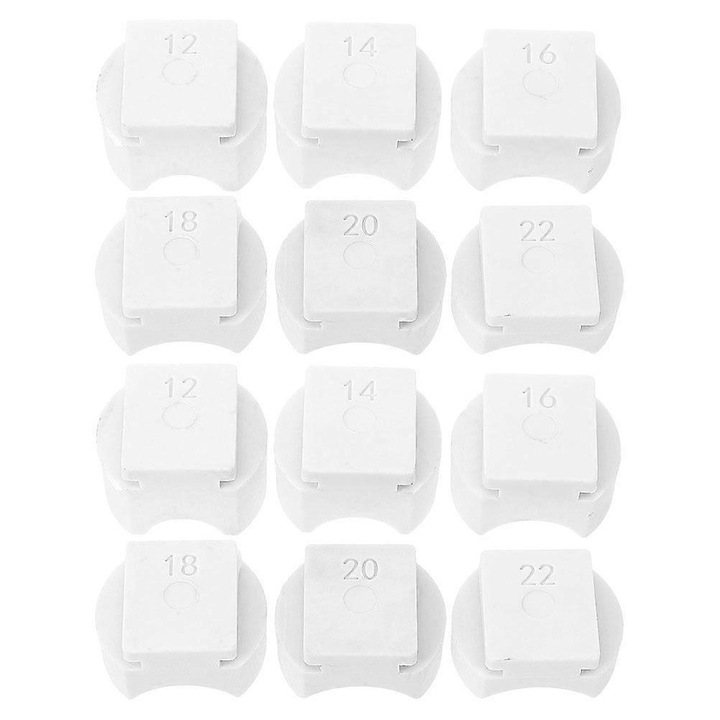 Set 12 matrite pentru indoirea inelelor din plastic, dimensiuni 2.50x2.00x1.60cm, alb