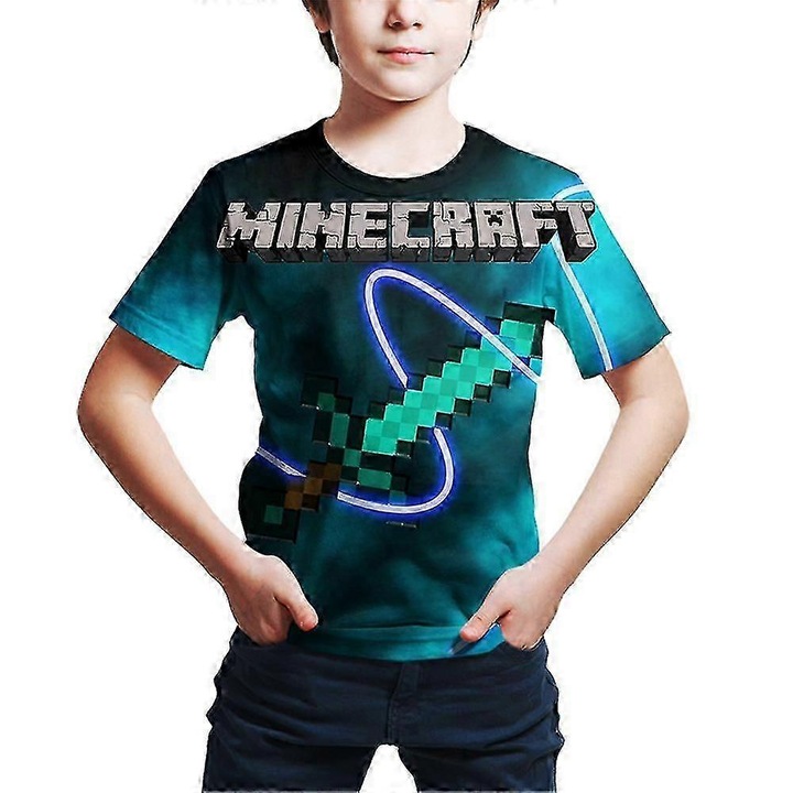 Gyerek póló, Minecraft mintás, poliészter