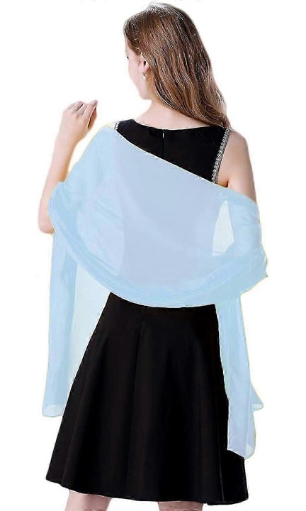 Esarfa dama din chiffon, albastru deschis, 9.29x6.73x0.63 inch, pentru ocazii speciale