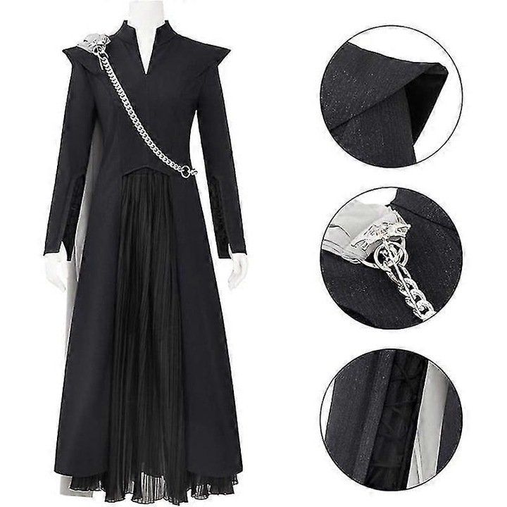 Costum de Cosplay Daenerys Targaryen, set complet, negru, adult
