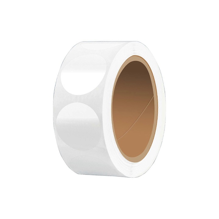 Комплект 500 самозалепващи се прозрачни кръгли етикети, 20мм, PVC, водоустойчиви