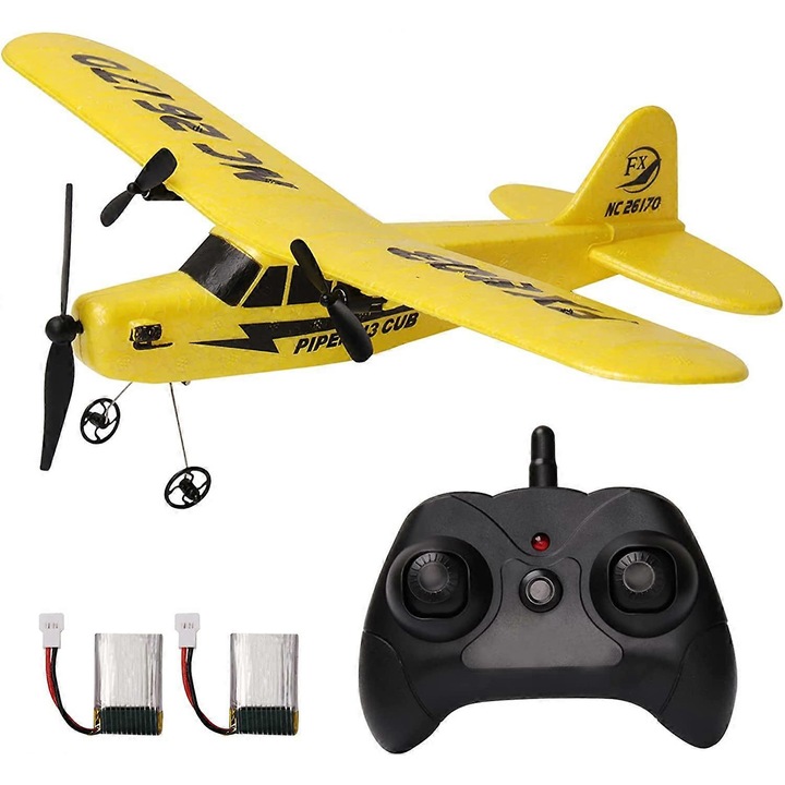 Avion RC cu control de la distanta, sistem de auto-stabilizare, baterie reincarcabila, 2.4 GHz