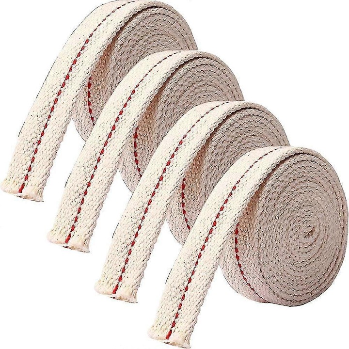 Set 4 Role Fitil pentru Lampi cu Ulei, 20mm latime, 2m lungime, bumbac
