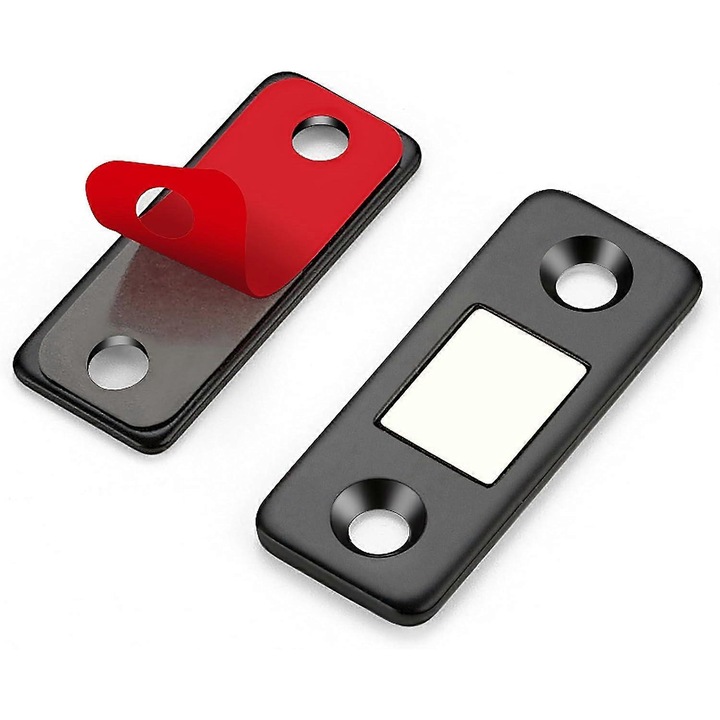Set 12 bucati prinderi magnetice ultra subtiri pentru usi de cabinet, inox, negru, 1/8 inch