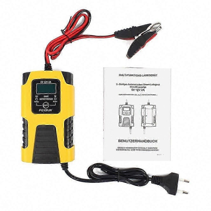 Redresor auto 12V/6V, 3 etape de incarcare, protectie la suprasarcina, rosu, dimensiuni variate