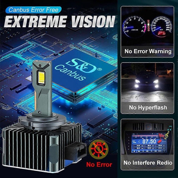 Becuri auto LED 140W, 90000LM, 6000K, set 2 bucati