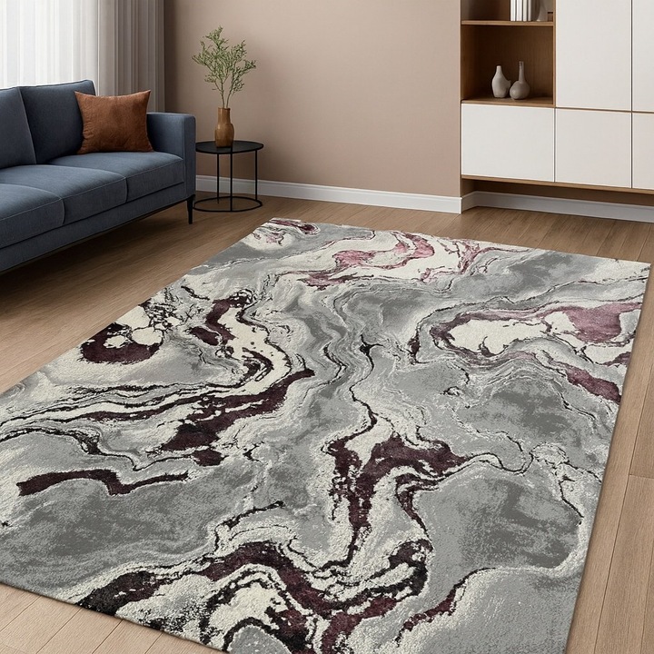 Covor LIVARIO 80 x 150 cm Buse Galaxy Lila, Certificat Oeko, Densitate 2.1KG/m2, Grosime 10 mm, Numar noduri pe m2 29000, Hol, Living, Dormitor