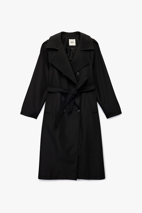 KOTON, Palton lung regular-fit cu nasturi, Negru