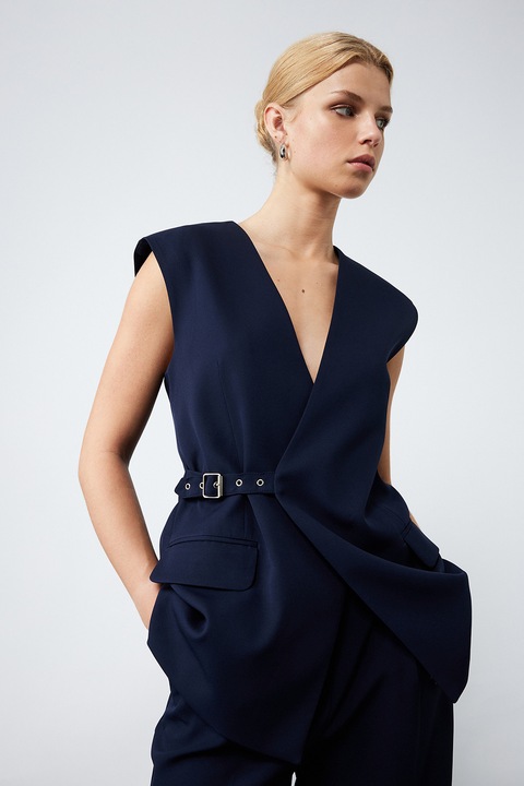 KOTON, Vesta cu catarama si decolteu in V, Bleumarin, 40