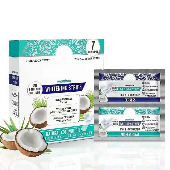 Fogfehérítő csíkok, Gyors hatás, zománcbiztos, 7 napra