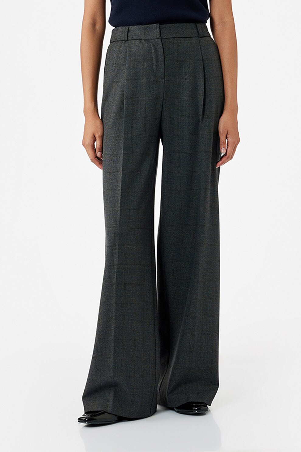 KOTON, Pantaloni ampli in carouri, Gri antracit, 36