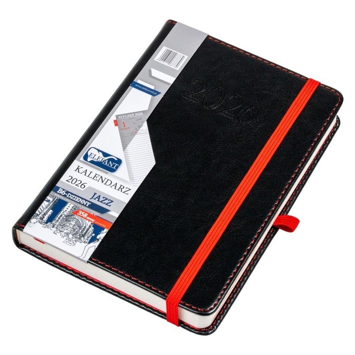 Agenda B6 ELEFANT, 2026, coperta tare, 358 pagini, negru