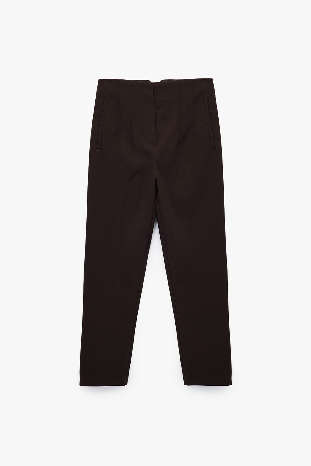 KOTON, Pantaloni slim fit cu talie inalta, Maro inchis, 34