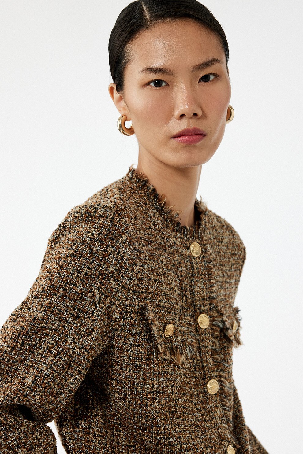 June, Jacheta din tuid cu terminatii franjurate, Verde, 40 - eMAG.ro