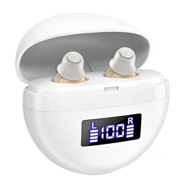 Set aparate auditive, B-Brown, 23.7x12.7mm, reducere digitala a zgomotului, incarcare USB