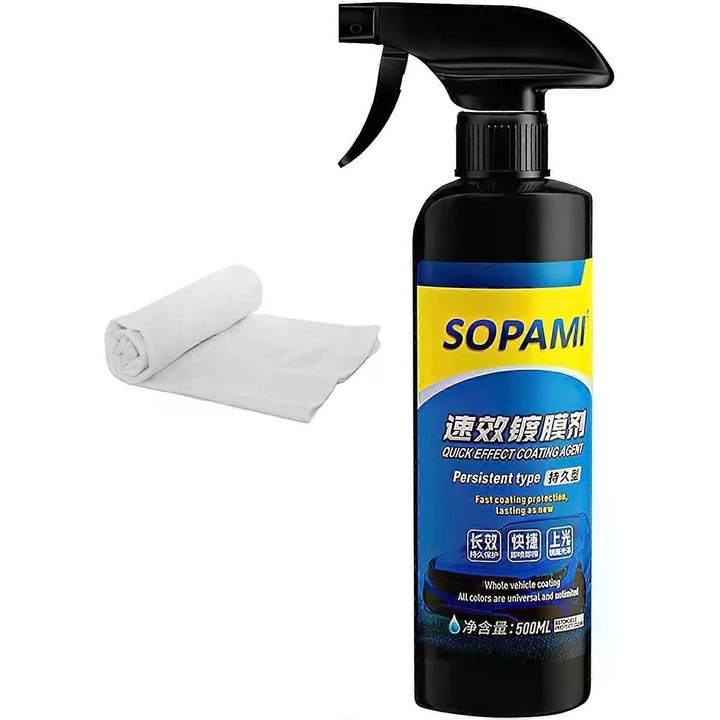 Spray de protectie ceramica 3-in-1, pentru masini si motociclete, rezistent la ulei, hidrofob, 500ml