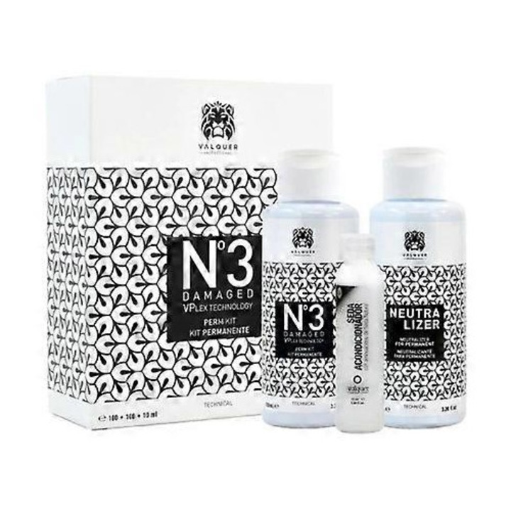 Kit permanent pentru par deteriorat 100+100+10 ml, vegan, cu efect de matase