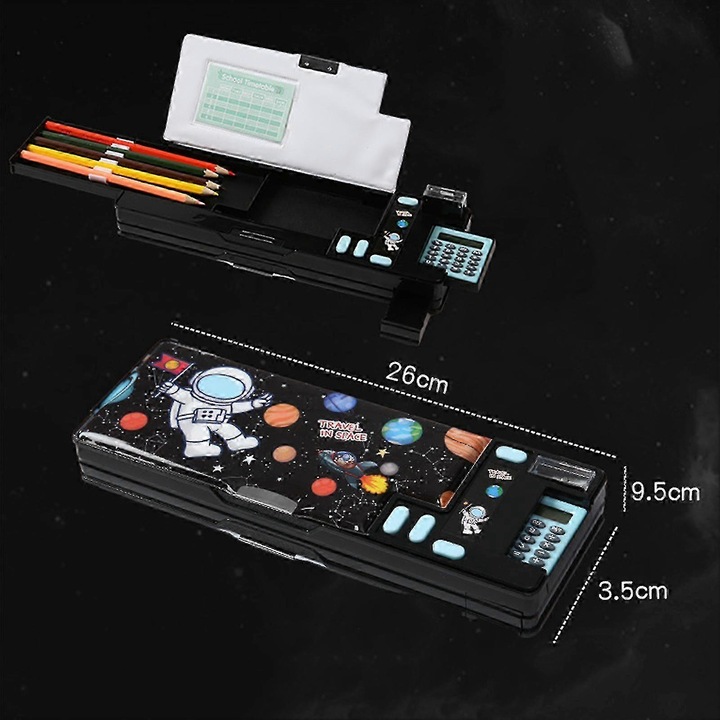 Пластмасови моливници със забавен дизайн, многофункционални отделения, космонавт, 20x10x5см