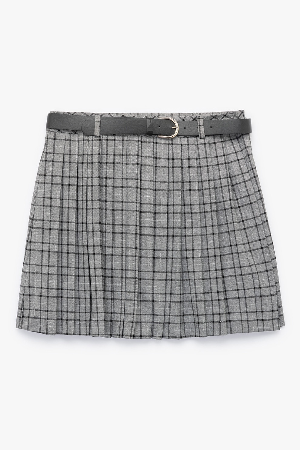 KOTON, Fusta mini cu model in carouri, Gri, Gri antracit, 38