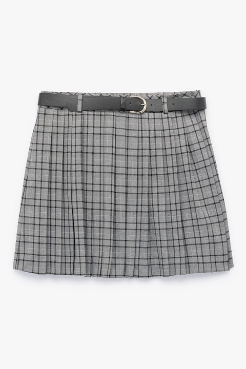 KOTON, Fusta mini cu model in carouri, Gri/Gri antracit