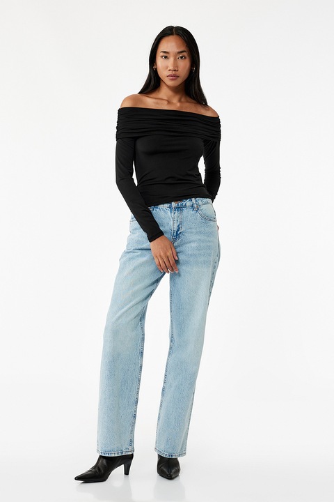 KOTON, Bluza uni cu decolteu pe umeri, Negru