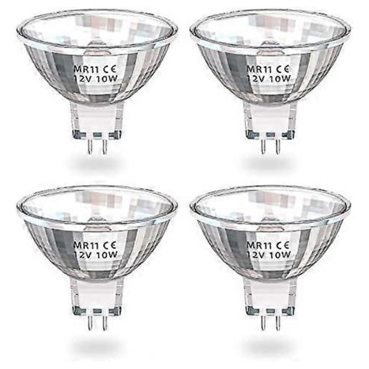 Becuri halogen MR11 GU4, 10W, cald alb 2800K, dimabil, set de 2 bucati