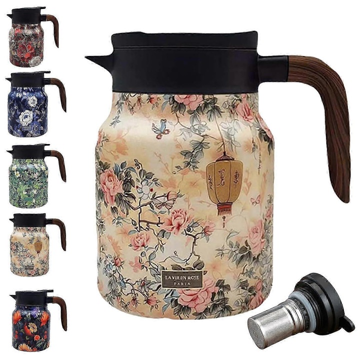 Termos cu infuzor integrat, 1000ml, otel inoxidabil, design prietenos, pentru ceai si cafea