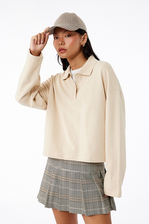 KOTON, Bluza polo lejera din bumbac, Bej deschis