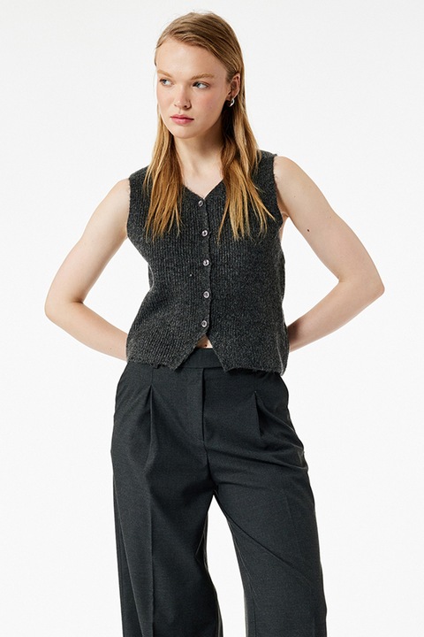 KOTON, Vesta crop tricotata, Gri inchis, L
