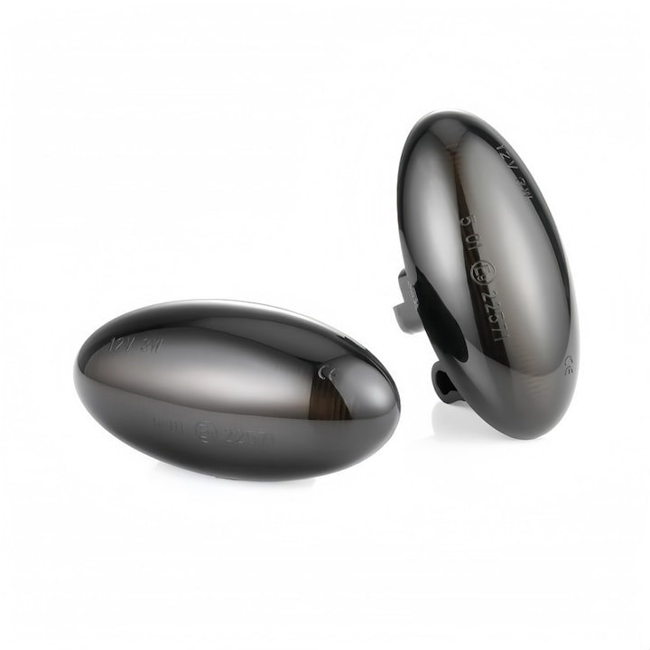 Set 2 Semnalizare dinamica, SPARKZA, Pentru aripa, Led cu modul secvenial, compatibil cu Peugeot 307, 206, 407, 107, 607, Citroen C1, C2, C3, model fumuriu