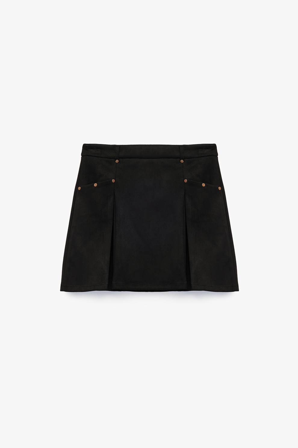 KOTON, Fusta mini cu pliuri frontale, Negru, Maro Ocru, 34